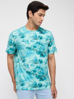 Spykar - Men Blue Printed Regular Fit T-Shirt