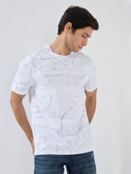 Spykar - Men White Printed Regular Fit T-Shirt