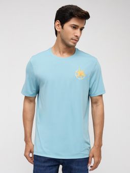 Spykar - Men Blue Solid Regular Fit T-Shirt