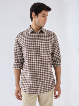 Spykar - Men Brown Check Regular Fit Shirt