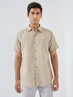 Spykar - Men Beige Check Regular Fit Shirt