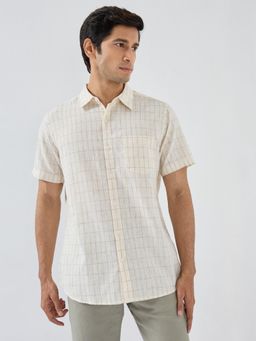 Spykar - Men Off White Check Regular Fit Shirt