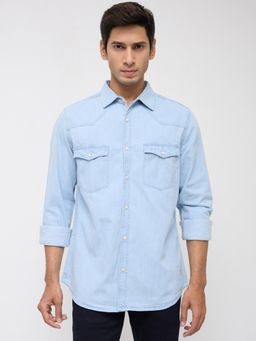 Spykar - Men Light Blue Denim Regular Fit Shirt