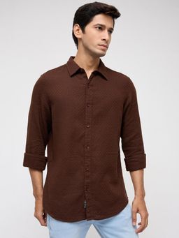 Spykar - Men Brown Solid Regular Fit Shirt