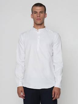 SHOWOFFFF - Edition Men's White Mandarin Collar Slim Fit Shirt