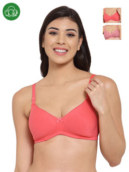 Inner Sense - Organic Cotton Antimicrobal Padded T-Shirt Bra -Pack Of 3 -Multi-Color
