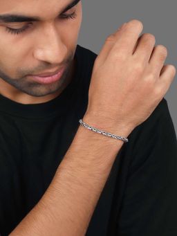GIVA - Men 925 Oxidised Silver Byzantine Bracelet