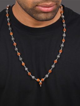 GIVA - Men 925 Oxidised Silver Rudraksha Necklace