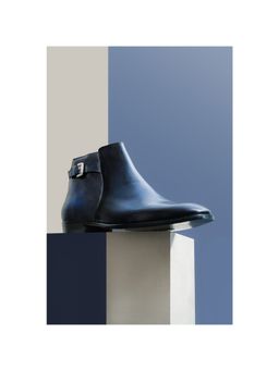 Saint G - Navy Blue Two Color Toned Leather Ankle Boots