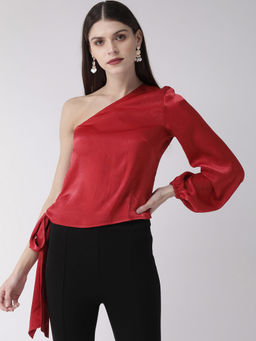 Twenty Dresses by Nykaa Fashion - Red Tied Up In Style Top