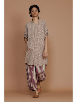 Mati - Ivory with Mauve Striped Hooded Co-Ord (Set of 2)