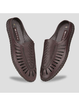 EZOK - Brown Leather Mule Shoes for Men