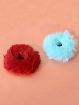 Estele - Multicolor Soft Fluffy Elastic Hair Rubber Bands for Women or Girl Pack of 2