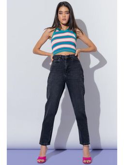 FREAKINS - Charcoal Black Mom Fit Jeans