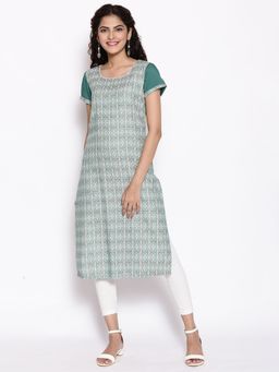Aurelia - Green Modern Ethnic Kurta (Set of 2)