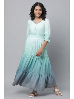 Aurelia - Blue Dress with Smoking Detail