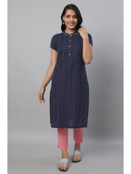 Aurelia - Navy Blue Printed Kurta & Trousers (Set of 2)