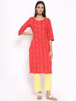 Aurelia - Red Cotton Kurta & Trousers (Set of 2)