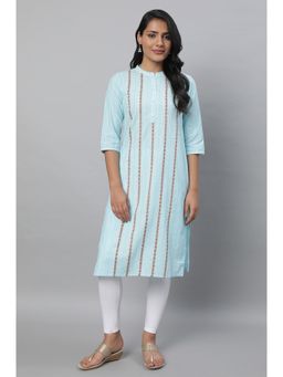 Aurelia - Blue Cotton Printed Kurta & Tights (Set of 2)
