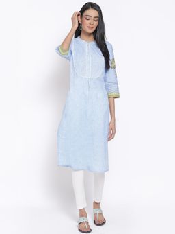 Aurelia - Blue Printed Kurta & Tights (Set of 2)