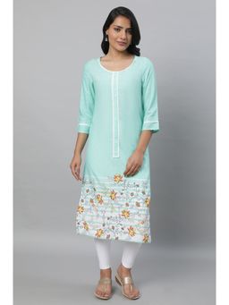 Aurelia - Lichen Green Printed Kurta & Tights (Set of 2)