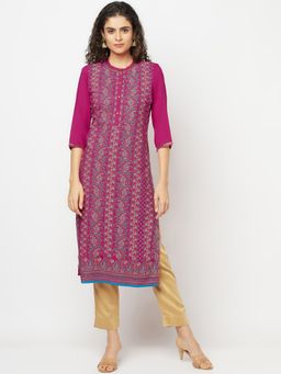 Aurelia - Pink Floral Print Kurta & Trousers (Set of 2)