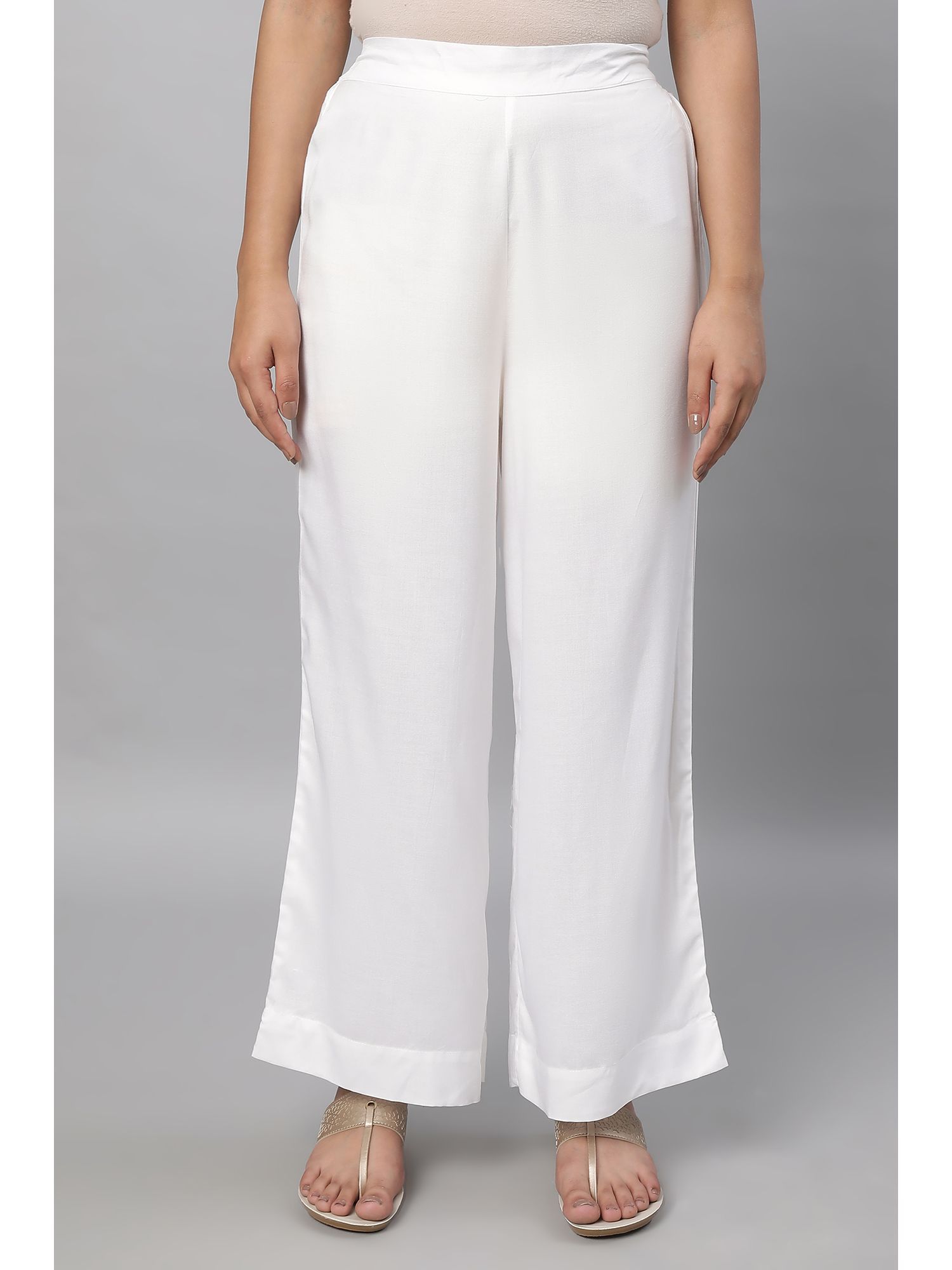 aurelia White Straight Liva Womens Palazzos-picture-27