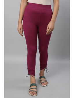 Elleven - Purple Drawstring Solid Leggings