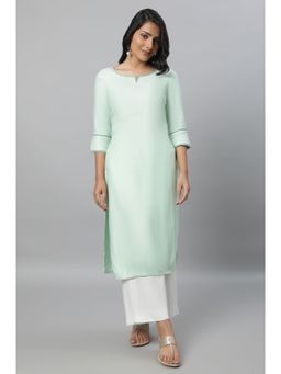 Aurelia - Green Keyhole Neck Casual Kurta
