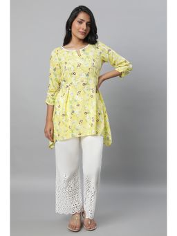Aurelia - Yellow Floral Print Short Kurti