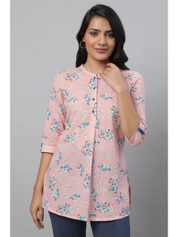 Aurelia - Peach Floral Print Summer Kurti