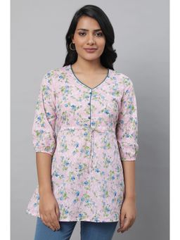 Aurelia - Pink Floral Print Summer Kurti