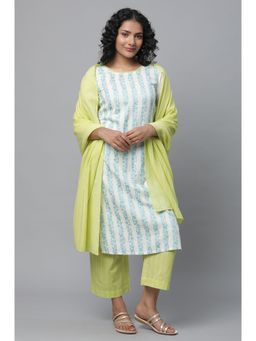 Aurelia - White Floral Printed Kurta with Pant (Set of 3)