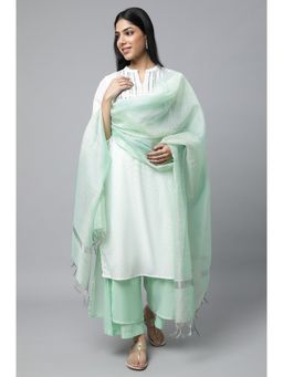 Aurelia - White Embroidered Kurta with Palazzo & Dupatta (Set of 3)