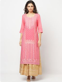 Aurelia - Pink Festive Liva Kurta & Skirt (Set of 2)