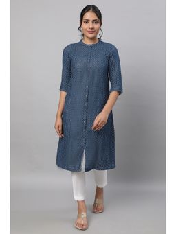 Aurelia - Blue Printed Cotton Kurta & Trousers (Set of 2)
