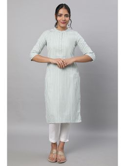 Aurelia - Green Stripe Print Kurta & Trousers (Set of 2)