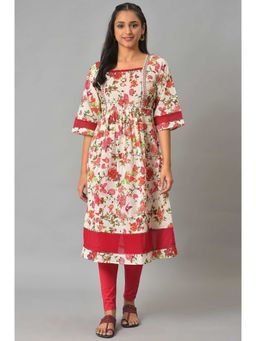 Aurelia - Natural Floral Printed Kurta & Tight (Set of 2)