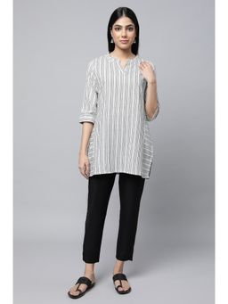 Aurelia - White Striped Kurti & Trousers (Set of 2)