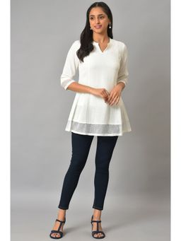 Aurelia - White Solid Kurti & Jeggings (Set of 2)