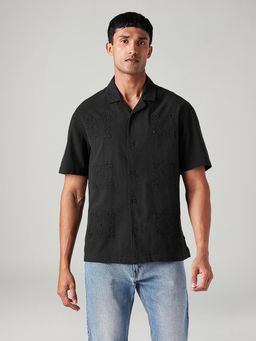 Levi's - Black Men's Self Design Relaxed Fit Resort Collar Shirt