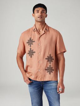 Levi's - Peach Men's Embroidered Relaxed Fit Resort Collar Shirt