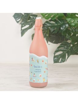 HomeTown - Good Life Glass Frosted Bottle 1 Ltr In Pink Colour
