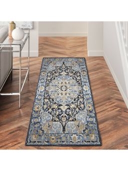 OBSESSIONS - Anti-Static Machine Made Polyester Bedside Runner, D Blue (2.5 x 5 Feet)