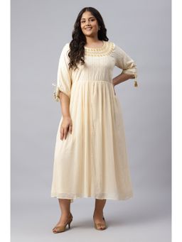 Aurelia - Natural Chiffon Embroidered Dress