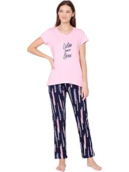 Bodycare - Womens Combed Cotton T-Shirt & Pyjama BSLS11036 Pink (Set of 2)