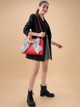 Caprese - Black Solid Faux Leather Handbag with Detachable Strap (Medium)