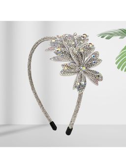 Asthetika Kids - Floral Embellished Silver Hairband