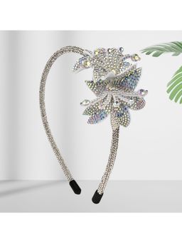 Asthetika Kids - Floral Embellished Silver Hairband