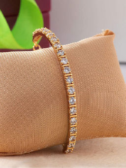Estele - Gold Plated Cz Streamlined Designer Bracelet for Women
